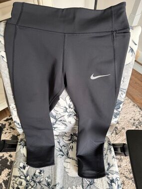 Nike Black Girls' Athletic Leggings with Reflective Swoosh